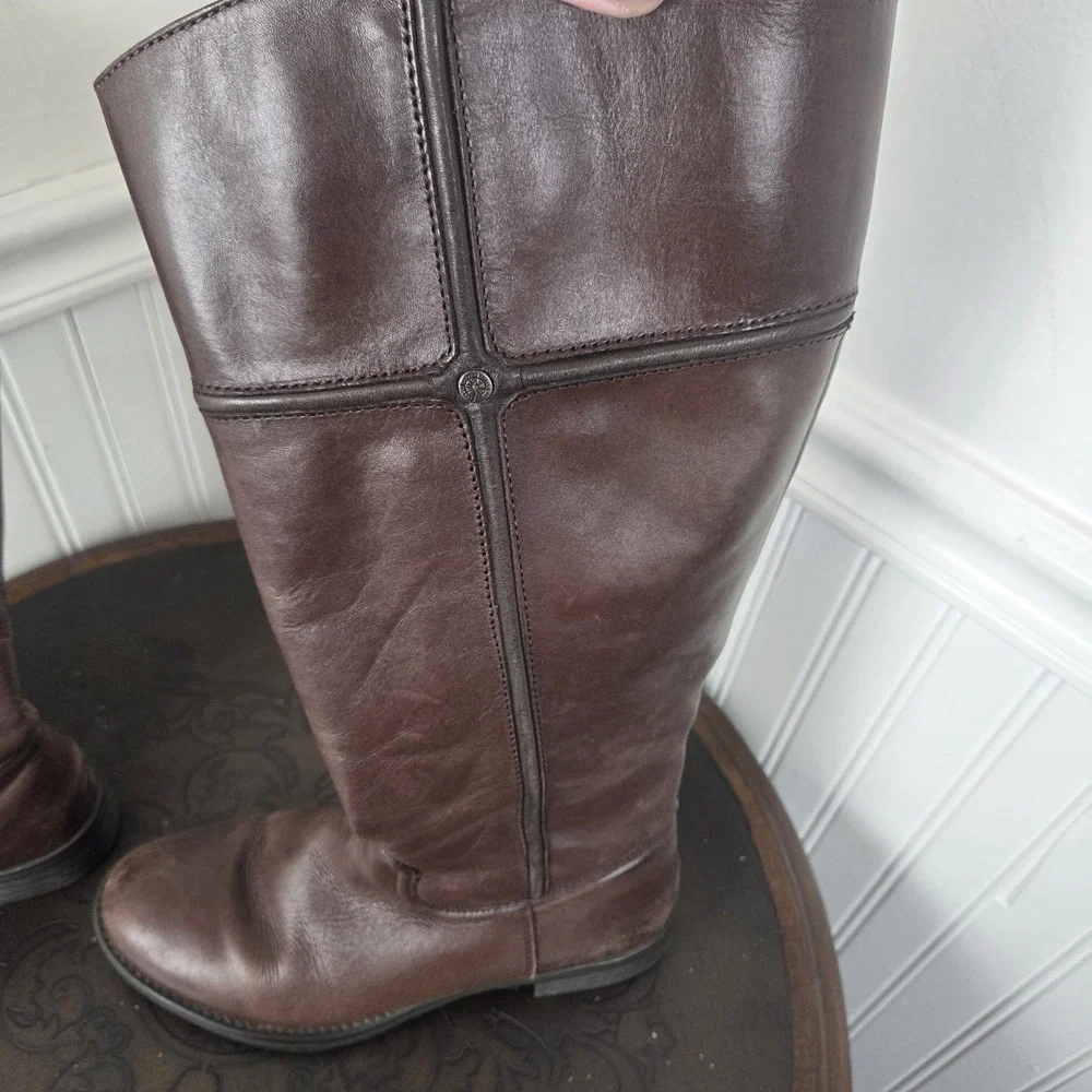 Bussola Trapani Tall Brown Leather Riding Boots Equestrian Knee High EU 38 US 7